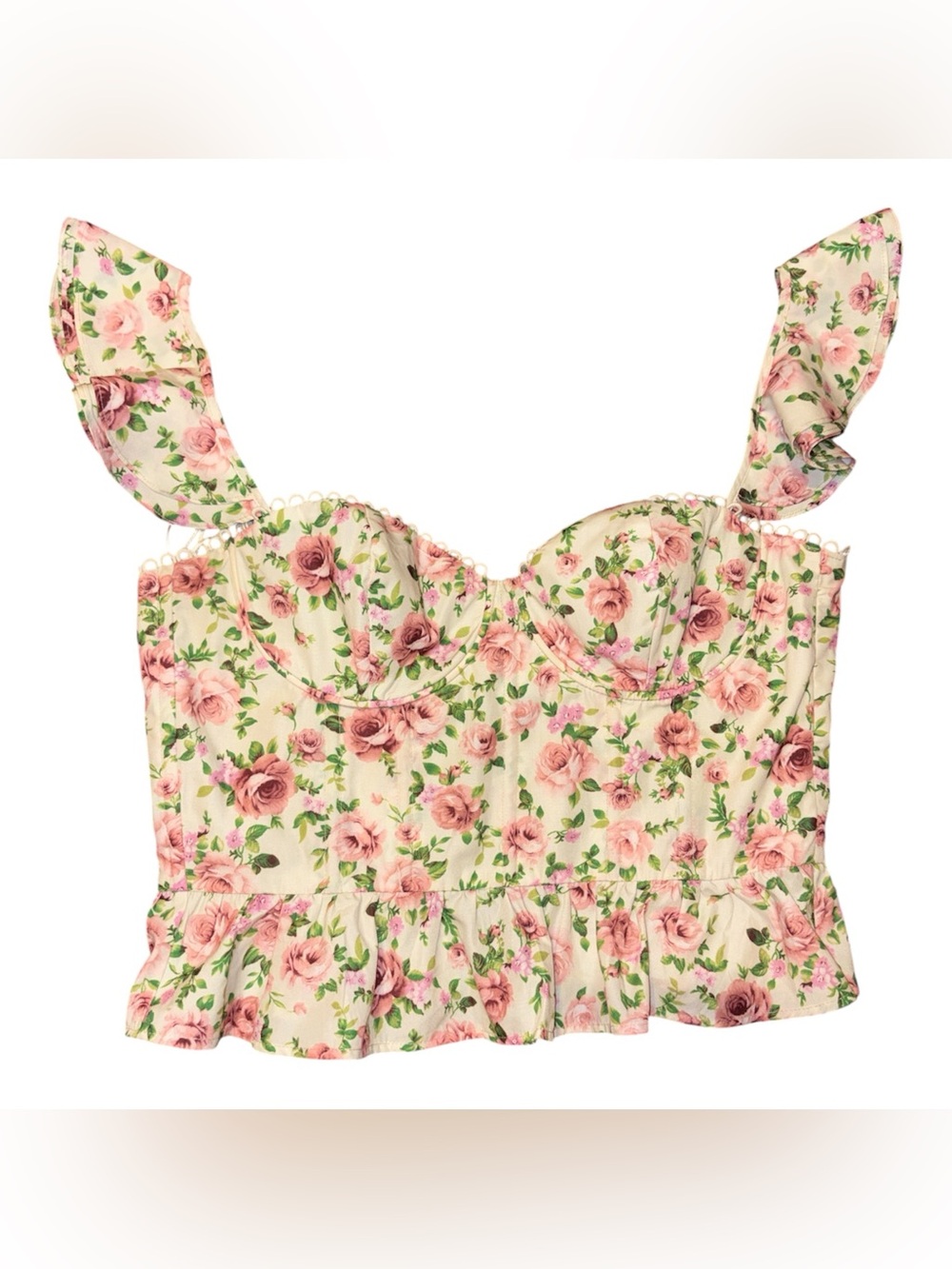 Vici floral lace up corset top L